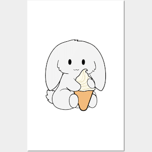 White Bunny Ice Cream Posters and Art